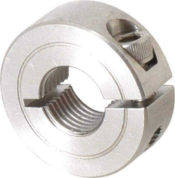 Climax Metal Products - 1/2-20 Thread, Stainless Steel, One Piece Threaded Shaft Collar - 1-1/8" Outside Diam, 13/32" Wide - Benchmark Tooling