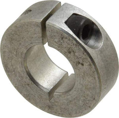 Climax Metal Products - 5/8" Bore, Aluminum, One Piece Clamp Collar - 1-5/16" Outside Diam, 7/16" Wide - Benchmark Tooling
