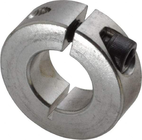 Climax Metal Products - 3/4" Bore, Aluminum, One Piece Clamp Collar - 1-1/2" Outside Diam, 1/2" Wide - Benchmark Tooling