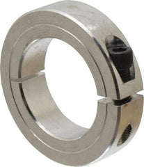 Climax Metal Products - 1-1/2" Bore, Aluminum, One Piece Clamp Collar - 2-3/8" Outside Diam, 9/16" Wide - Benchmark Tooling