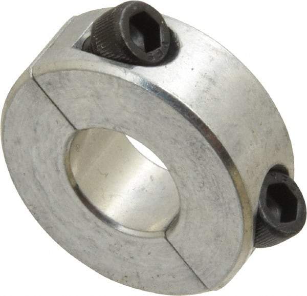 Climax Metal Products - 1/2" Bore, Aluminum, Two Piece Shaft Collar - 1-1/8" Outside Diam, 13/32" Wide - Benchmark Tooling