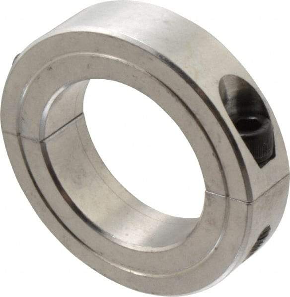 Climax Metal Products - 1-1/2" Bore, Aluminum, Two Piece Shaft Collar - 2-3/8" Outside Diam, 9/16" Wide - Benchmark Tooling