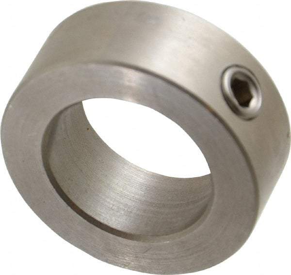 Climax Metal Products - 15/16" Bore, Stainless Steel, Set Screw Shaft Collar - 1-1/2" Outside Diam, 9/16" Wide - Benchmark Tooling