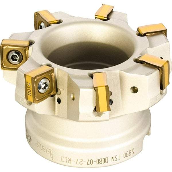 Iscar - 2-1/2" Cut Diam, 1" Arbor Hole, 0.354" Max Depth of Cut, 88° Indexable Chamfer & Angle Face Mill - 7 Inserts, OXMT 0507\xB6S890 SN.U 1305 Insert, Right Hand Cut, 7 Flutes, Series Helido - Benchmark Tooling