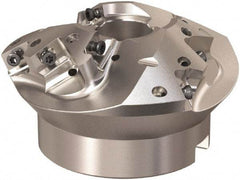 Seco - 90.5mm Cut Diam, 27mm Arbor Hole, 15mm Max Depth of Cut, 30° Indexable Chamfer & Angle Face Mill - 9 Inserts, XO.. 1204 Insert, Right Hand Cut, 9 Flutes, Through Coolant, Series R220.49 - Benchmark Tooling