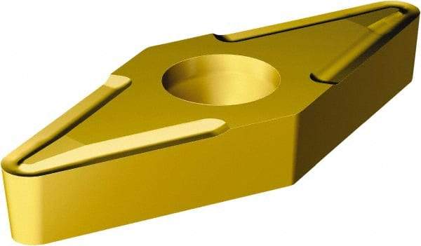 Sandvik Coromant - VBMT21.52 UF Grade 235 Carbide Turning Insert - TiCN/TiN Finish, 35° Diamond, 1/4" Inscr Circle, 3/32" Thick, 1/32" Corner Radius - Benchmark Tooling