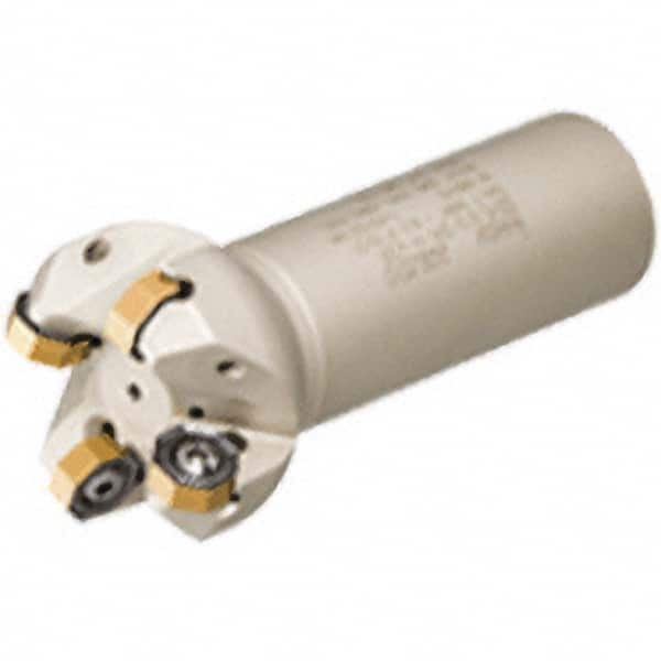 Iscar - 1-1/2" Cut Diam, 0.49" Max Depth of Cut, 1-1/2" Shank Diam, 9.84" OAL, Indexable Square Shoulder Helical End Mill - T490 LN.. 1306 Inserts, Cylindrical Shank, 90° Lead Angle, Through Coolant, Series Helitang - Benchmark Tooling
