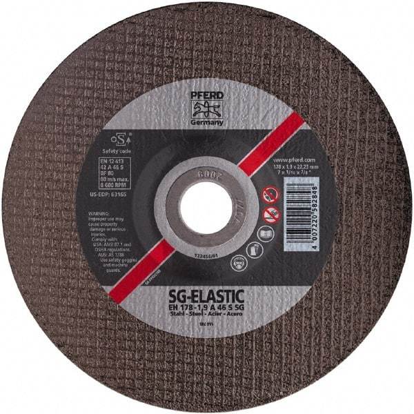 PFERD - 46 Grit, 4-1/2" Wheel Diam, 1/8" Wheel Thickness, Type 27 Depressed Center Wheel - Aluminum Oxide - Benchmark Tooling