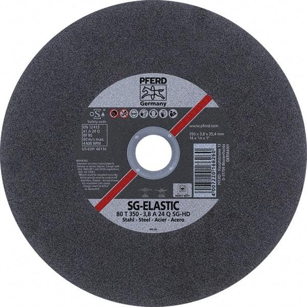 PFERD - 14" Aluminum Oxide Cutoff Wheel - 1/8" Thick, 1" Arbor, Use with Stationary Tools - Benchmark Tooling