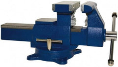 Yost Vises - 6-1/2" Jaw Width x 11" (Reversed), 7" (Regular) Jaw Opening Capacity, 3" (Reversed), 4" (Regular) Throat Depth, Bench & Pipe Combination Vise - 1/8 to 3-1/2" Pipe Capacity, Swivel Base, Bolt Down Attachment, Ductile Iron - Benchmark Tooling