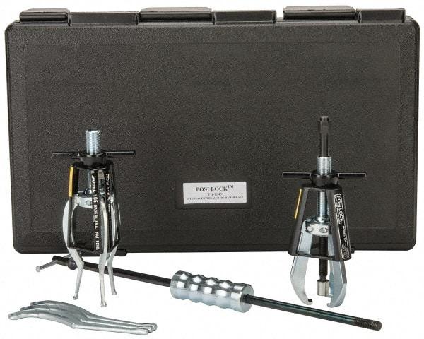 Posi Lock Puller - 5 Piece, 5 Ton Capacity, 1/2 to 5" Spread, Slide Hammer Set - 3 Jaws, 4" Reach - Benchmark Tooling