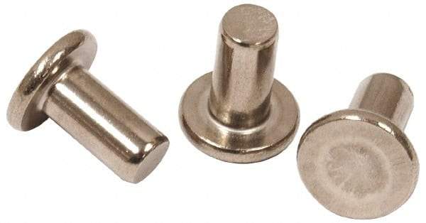 RivetKing - 0.122" Body Diam, Flat Steel Tinners Solid Rivet - 0.229" Length Under Head - Benchmark Tooling