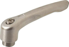 KIPP - 5/16-18, 13.5mm Hub Diam, Stainless Steel Female Threaded Insert Adjustable Clamping Handle - 74.5mm OAL, 42.5mm High, 12mm Hole Depth - Benchmark Tooling
