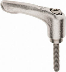 KIPP - #10-24, 10mm Hub Diam, Stainless Steel Threaded Stud Adjustable Clamping Handle - 25mm Stud Length, 47mm OAL, 31mm High - Benchmark Tooling