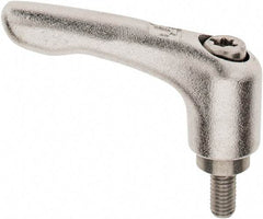 KIPP - M5 x 0.08, 10mm Hub Diam, Stainless Steel Threaded Stud Adjustable Clamping Handle - 10mm Stud Length, 47mm OAL, 31mm High - Benchmark Tooling