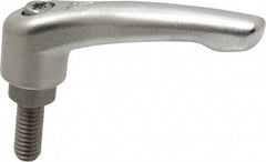 KIPP - 5/16-18, 17/32" Hub Diam, Stainless Steel Threaded Stud Adjustable Clamping Handle - 20mm Stud Length, 74.5mm OAL, 42.5mm High - Benchmark Tooling