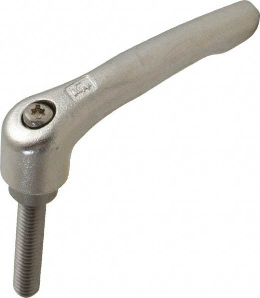 KIPP - 5/16-18, 17/32" Hub Diam, Stainless Steel Threaded Stud Adjustable Clamping Handle - 40mm Stud Length, 74.5mm OAL, 42.5mm High - Benchmark Tooling