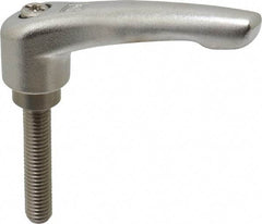 KIPP - M8 x 1.25, 17/32" Hub Diam, Stainless Steel Threaded Stud Adjustable Clamping Handle - 40mm Stud Length, 74.5mm OAL, 42.5mm High - Benchmark Tooling