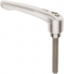 KIPP - M8 x 1.25, 17/32" Hub Diam, Stainless Steel Threaded Stud Adjustable Clamping Handle - 1-31/32" Stud Length, 74.5mm OAL, 42.5mm High - Benchmark Tooling