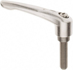 KIPP - 1/2-13, 3/4" Hub Diam, Stainless Steel Threaded Stud Adjustable Clamping Handle - 1-31/32" Stud Length, 109mm OAL, 63mm High - Benchmark Tooling