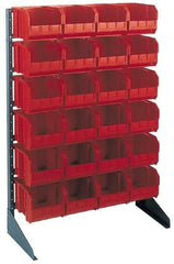 Quantum Storage - 250 Lb Capacity, 15" Deep x 36" Wide x 53" High, Steel Pick Rack - 1 Side, 24 Black Polyethylene/Polypropylene Bins - Benchmark Tooling