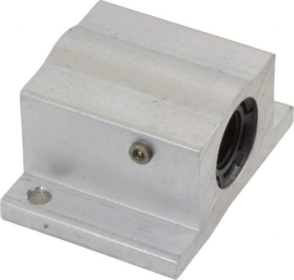 Thomson Industries - 3/8" Inside Diam, 100/200 Lbs. Dynamic Capacity, Closed Single Pillow Block Linear Bearing - 0.94" Overall Height x 1-3/4" Overall Width - Benchmark Tooling