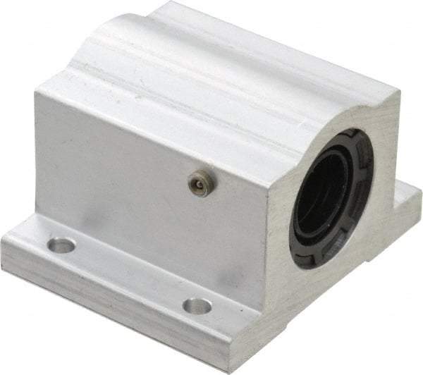 Thomson Industries - 1/2" Inside Diam, 255/510 Lbs. Dynamic Capacity, Closed Single Pillow Block Linear Bearing - 1-1/4" Overall Height x 2" Overall Width - Benchmark Tooling