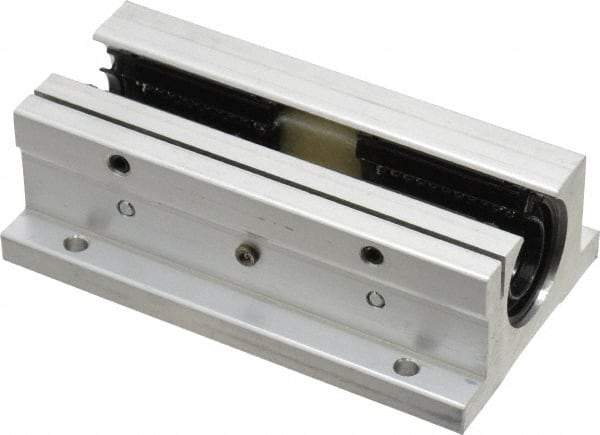 Thomson Industries - 1/2" Inside Diam, 180/360 Lbs. Dynamic Capacity, Open Twin Pillow Block Linear Bearing - 1.13" Overall Height x 2" Overall Width - Benchmark Tooling