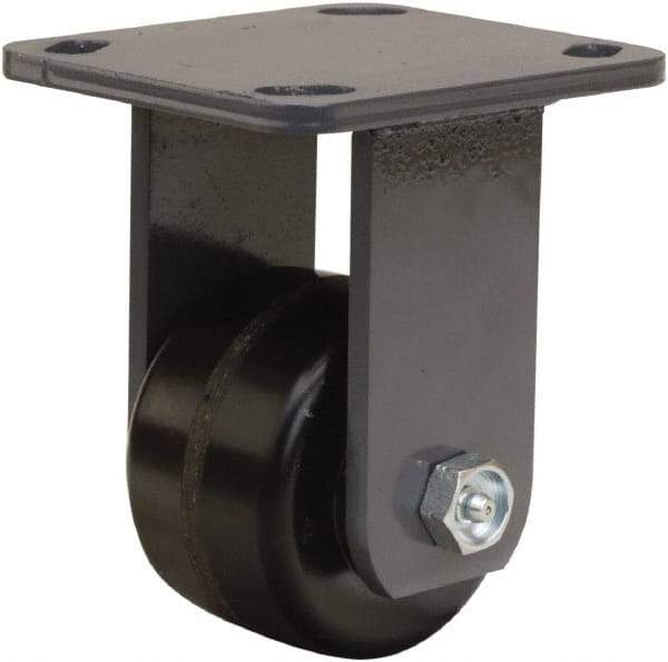 Hamilton - 3-1/4" Diam x 2" Wide x 5-1/4" OAH Top Plate Mount Rigid Caster - Phenolic, 700 Lb Capacity, Straight Roller Bearing, 4 x 4-1/2" Plate - Benchmark Tooling