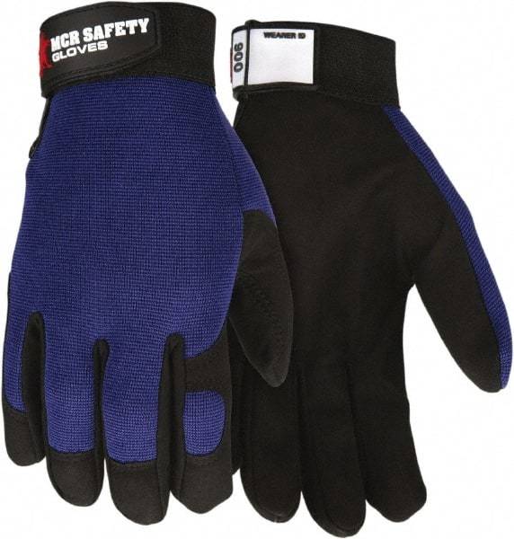 MCR Safety - Size M Synthetic Blend Work Gloves - Adjustable Closure Cuff, Black/Blue, Paired - Benchmark Tooling
