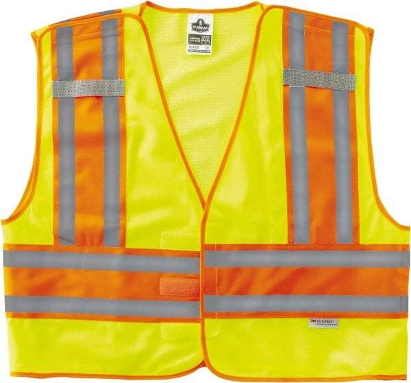 Ergodyne - Size 6X/7XL High Visibility Lime Mesh/Solid Public Safety Vest - 64 to 70" Chest, ANSI/ISEA 107, Hook & Loop Closure, 1 Pocket, Polyester - Benchmark Tooling