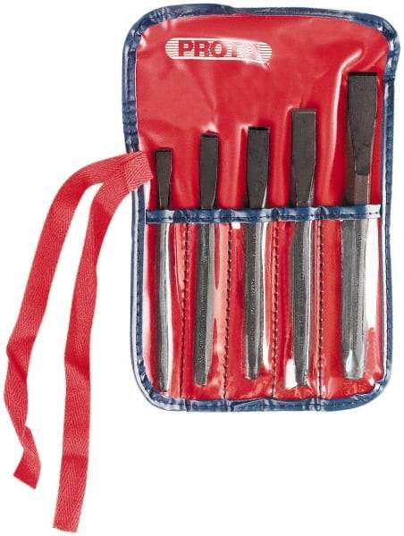 Proto - 5 Piece Cold Chisel Set - 7-1/2" OAL, Steel, Sizes Included 5/16 to 5/8" - Benchmark Tooling