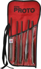 Proto - 5 Piece, 5/32 to 5/16", Pin Punch Set - Hex Shank, Steel, Comes in Tool Roll - Benchmark Tooling