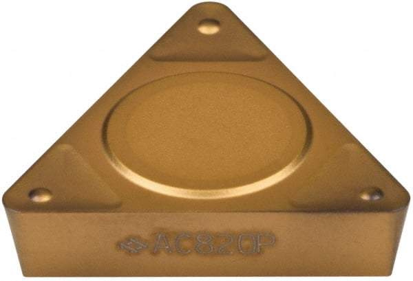 Sumitomo - TPMT221 ENF Grade AC820P Carbide Turning Insert - 60° Triangle, 1/4" Inscr Circle, 1/8" Thick, 1/64" Corner Radius - Benchmark Tooling