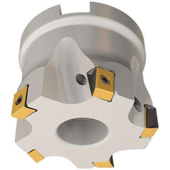 Iscar - 5 Inserts, 32mm Cut Diam, 16mm Arbor Diam, 8mm Max Depth of Cut, Indexable Square-Shoulder Face Mill - 0/90° Lead Angle, 35mm High, T490 LN.T 0804 Insert Compatibility, Through Coolant, Series Helitang - Benchmark Tooling