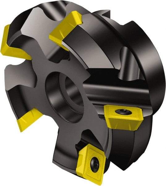 Sandvik Coromant - 50mm Cut Diam, 22mm Arbor Hole, 6mm Max Depth of Cut, 45° Indexable Chamfer & Angle Face Mill - 3 Inserts, R245-12T3.. Insert, Right Hand Cut, Series CoroMill 245 - Benchmark Tooling