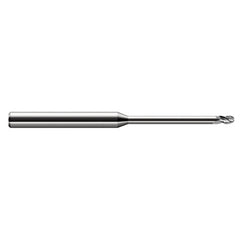 ‎1/8″ Dia. × 1/8″ Shank × 3/16″ DOC × 2-1/2″ OAL, Carbide Uncoated, Stub , 3 Flute, Ballnose End Mill - Exact Industrial Supply