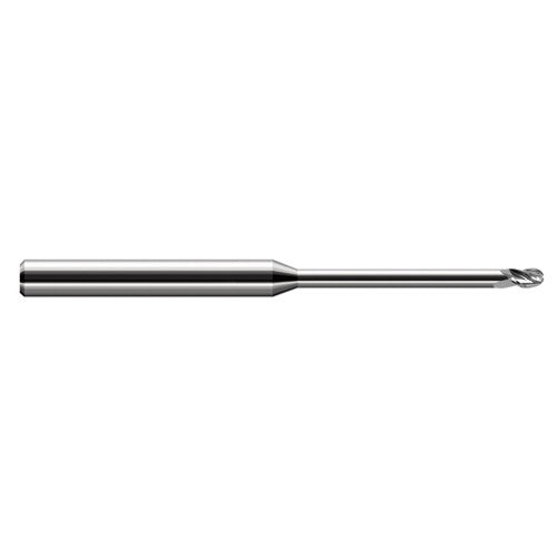 ‎5/64″ Dia. × 1/8″ Shank × 0.117″ DOC × 2-1/2″ OAL, Carbide Uncoated, Stub , 3 Flute, Ballnose End Mill - Exact Industrial Supply