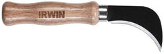 Irwin - Fixed Linoleum Knife - 4.3333" Blade, Silver & Brown Wood Handle, 1 Blade Included - Benchmark Tooling