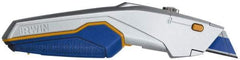 Irwin - Retractable Utility Knife - 5-3/4" Blade, Blue, Yellow & Silver ProTouch Handle, 10 Blades Included - Benchmark Tooling