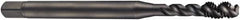 DORMER - M3x0.50 Metric Coarse 3 Flute 6H Bottoming Spiral Flute Tap - Cobalt, Oxide Finish, 56mm OAL, Right Hand Flute, Right Hand Thread, Series EX016H - Exact Industrial Supply