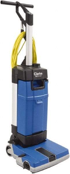 Clarke - 12" Cleaning Width, Electric Floor Scrubber - 0.94 hp, 2,100 RPM, 72" Water Lift, 0.8 Gal Tank Capacity - Benchmark Tooling