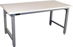 Proline - 60 Wide x 30" Deep x 36" High, Plastic Laminate Workbench - Adjustable Height Legs, Gray - Benchmark Tooling