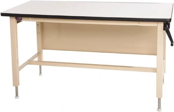 Proline - 72 Wide x 30" Deep x 42" High, Plastic Laminate Workbench - Adjustable Height Legs, Blue - Benchmark Tooling