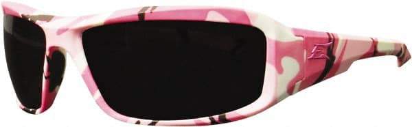 Edge Eyewear - Smoke Lenses, Framed Safety Glasses - Scratch Resistant, White, Pink, Black Nylon Frame, Size Universal, Wrap Around - Benchmark Tooling