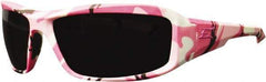 Edge Eyewear - Smoke Lenses, Framed Safety Glasses - Scratch Resistant, White, Pink, Black Nylon Frame, Size Universal, Wrap Around - Benchmark Tooling