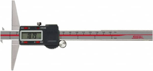 SPI - 0" to 12" Electronic Depth Gage - 0.0015" Accuracy, 0.0005" Resolution, 6" Base Length - Benchmark Tooling