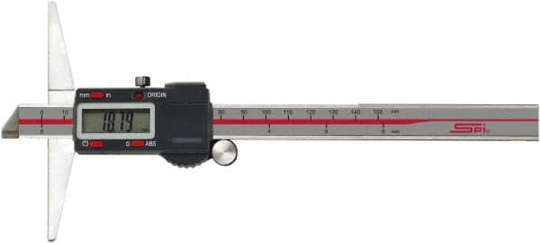 SPI - 0" to 6" Electronic Depth Gage - 0.001" Accuracy, 0.0005" Resolution, 4" Base Length - Benchmark Tooling