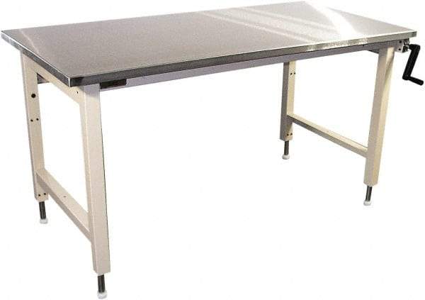 Proline - 72 Wide x 30" Deep x 42" High, Stainless Steel Workbench - Adjustable Height Legs, Blue - Benchmark Tooling