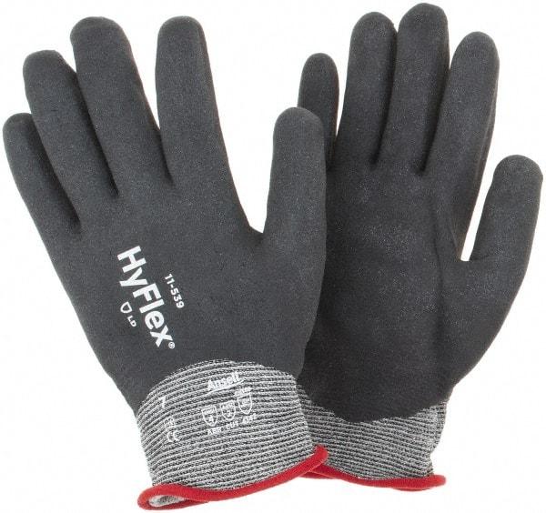 Ansell - Size S, ANSI Cut Lvl A2, Abrasion Lvl 4, Nitrile Coated Cut Resistant Gloves - Fully Coated Coated, Black - Benchmark Tooling